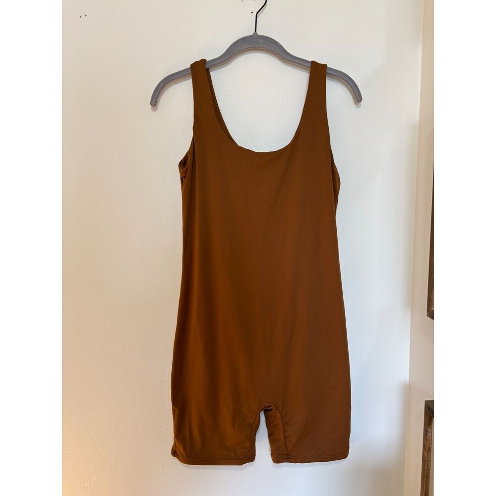 Poshdivah Brown Maternity Sleeveless Romper Scoop Neck Stretchy One Piece Size L